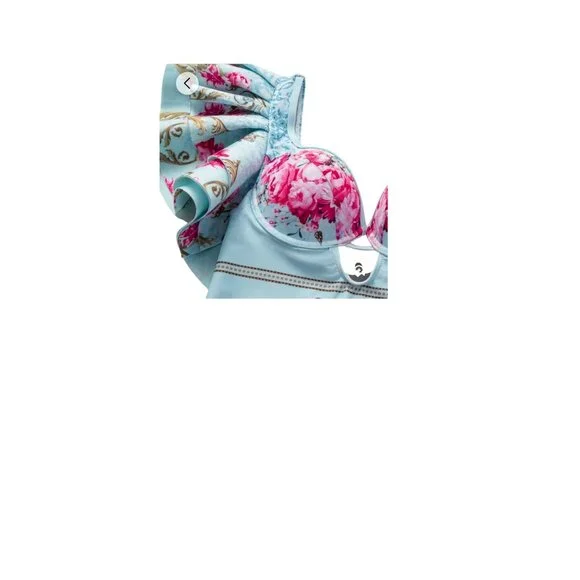 Flaxmaker Floral Ruffled One-Piece Swimsuit & Maxi Skirt Cover-Up Set Medium - Picture 5 of 9